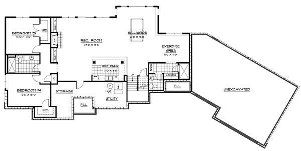 Architectural House Design - Traditional Floor Plan - Lower Floor Plan #51-678