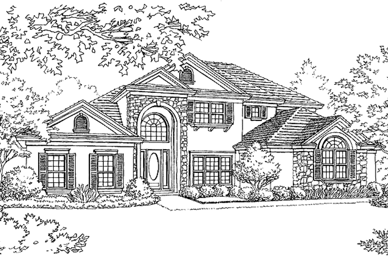 House Blueprint - Exterior - Rear Elevation for Mediterranean House Plan #417-570 - 4 bed, 4 bath