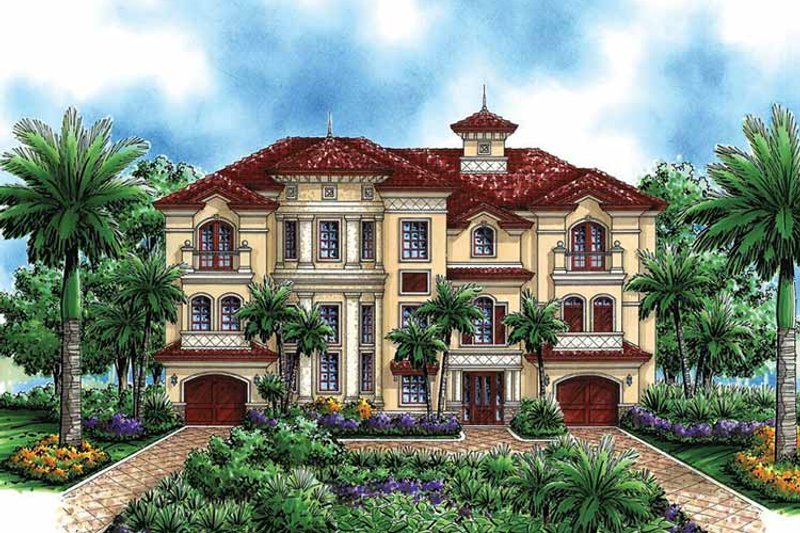 Architectural House Design - Exterior - Front Elevation 3 for Mediterranean House Plan #1017-48 - 4 bed, 4.5 bath