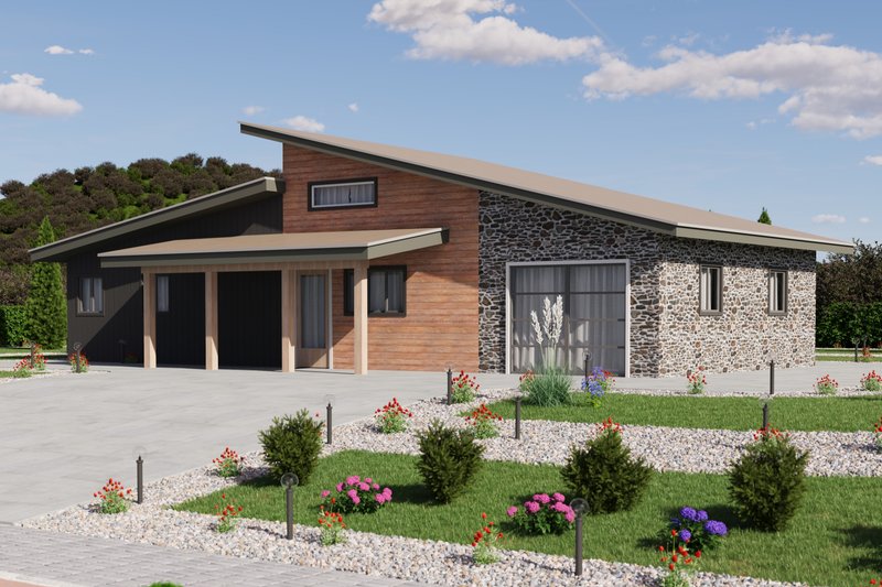 Dream House Plan - Exterior - Front Elevation 4 for Modern House Plan #1106-176 - 2 bed, 1 bath