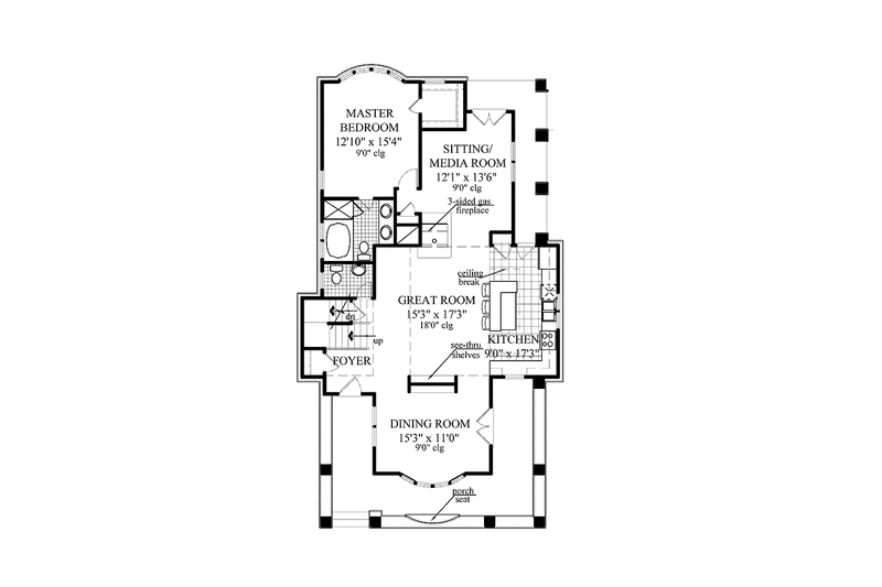 Dream House Plan - Floor Plan - Main Floor for Country House Plan #953-112 - 3 bed, 2.5 bath