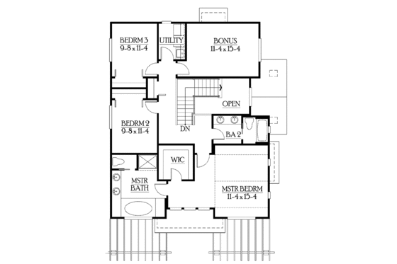 Floor Plan - Upper Floor for Craftsman House Plan #132-311 - 3 bed, 2.5 bath