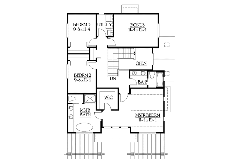 Home Plan - Floor Plan - Upper Floor for Craftsman House Plan #132-311 - 3 bed, 2.5 bath