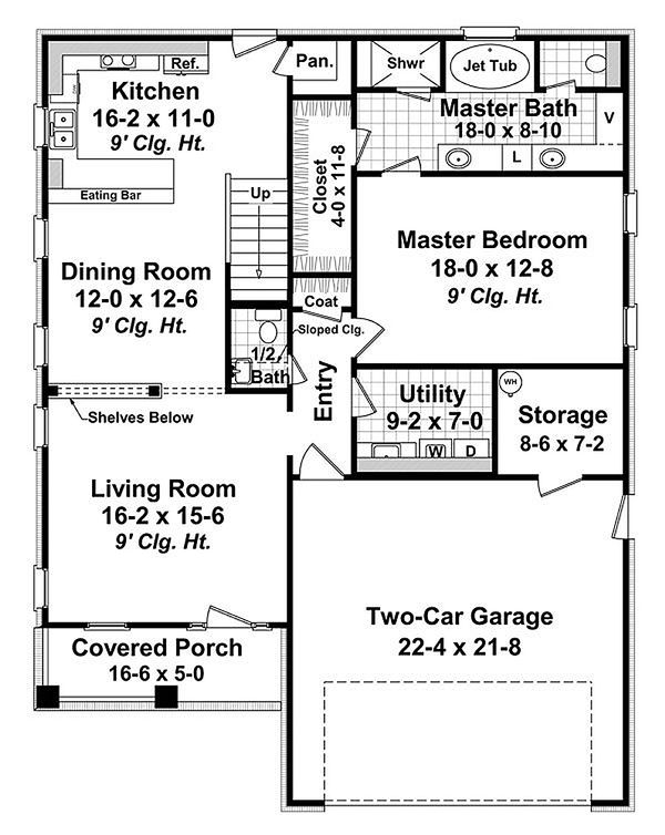 Craftsman Floor Plan - Main Floor Plan #21-254