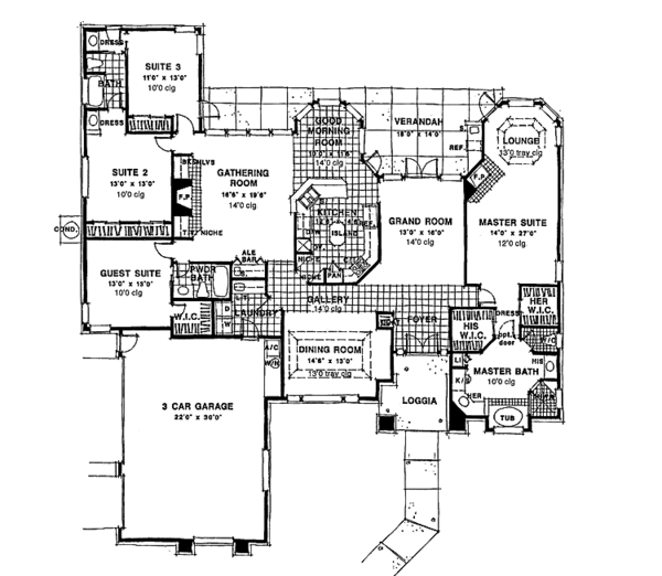 Architectural House Design - Mediterranean Floor Plan - Main Floor Plan #1007-6
