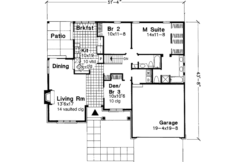 Home Plan - Floor Plan - Main Floor for European House Plan #320-627 - 2 bed, 2 bath