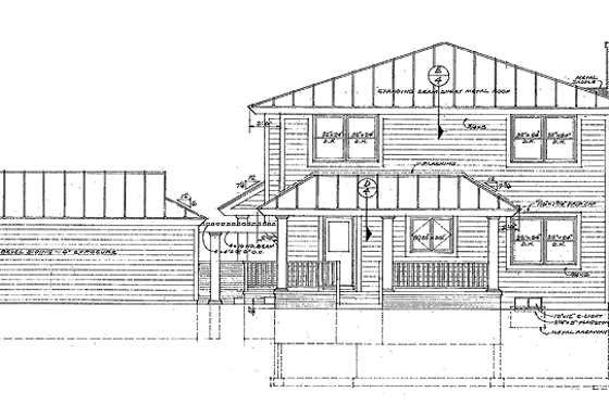 Exterior - Rear Elevation for Country House Plan #72-946 - 3 bed, 2.5 bath