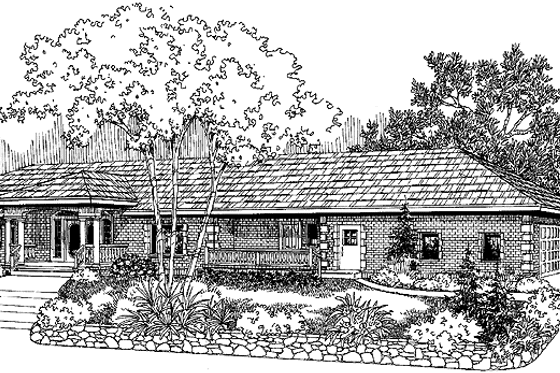 Exterior - Front Elevation 3 for European House Plan #60-1027 - 3 bed, 3 bath