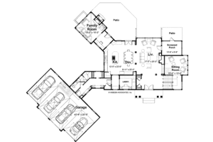 Floor Plan - Main Floor for Prairie House Plan #928-38 - 3 bed, 3 bath