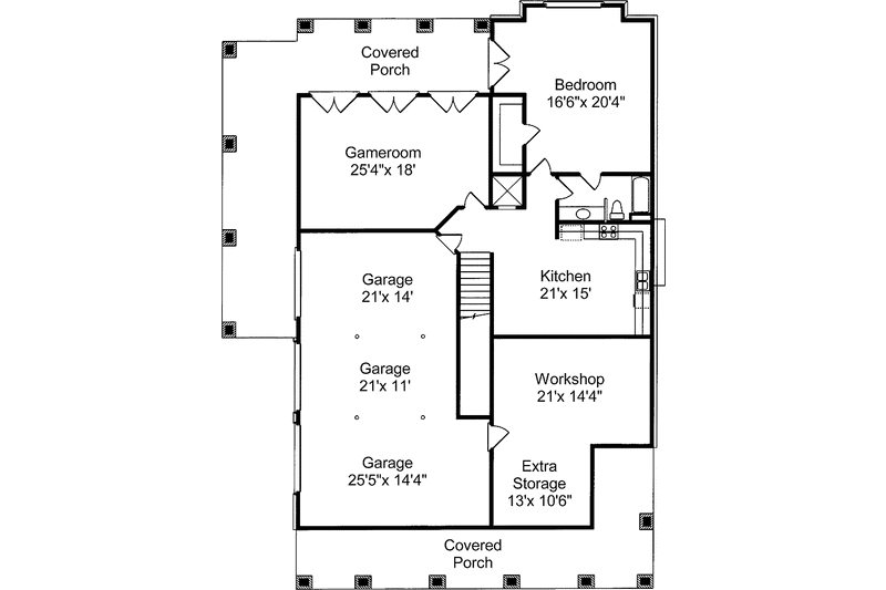 Architectural House Design - Floor Plan - Lower Floor for Southern House Plan #37-265 - 4 bed, 3.5 bath
