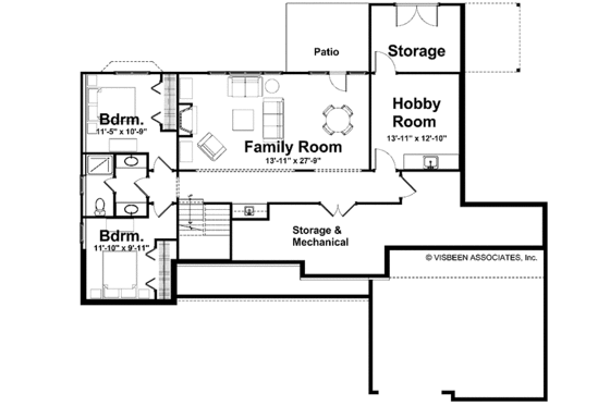 Floor Plan - Lower Floor for Craftsman House Plan #928-149 - 3 bed, 2.5 bath