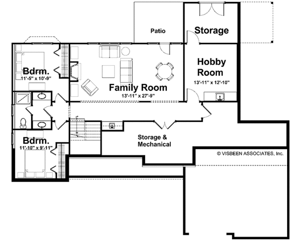 House Plan Design - Craftsman Floor Plan - Lower Floor Plan #928-149