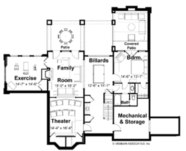 Dream House Plan - Classical Floor Plan - Lower Floor Plan #928-55