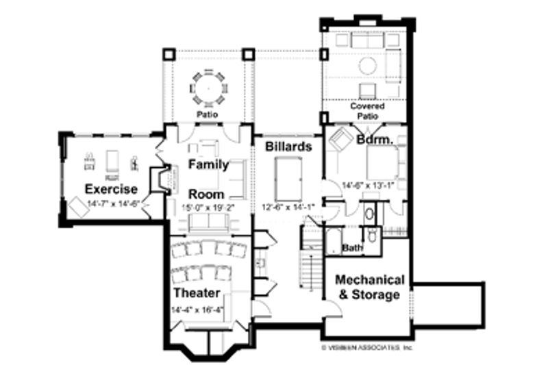 Architectural House Design - Floor Plan - Lower Floor for Classical House Plan #928-55 - 3 bed, 2.5 bath