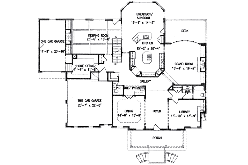 Home Plan - Floor Plan - Main Floor for Colonial House Plan #54-121 - 4 bed, 5.5 bath