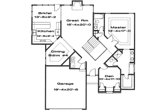 Floor Plan - Main Floor for Traditional House Plan #6-168 - 3 bed, 3 bath