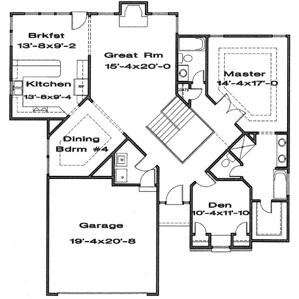 Floor Plan - Main Floor for Traditional House Plan #6-168 - 3 bed, 3 bath