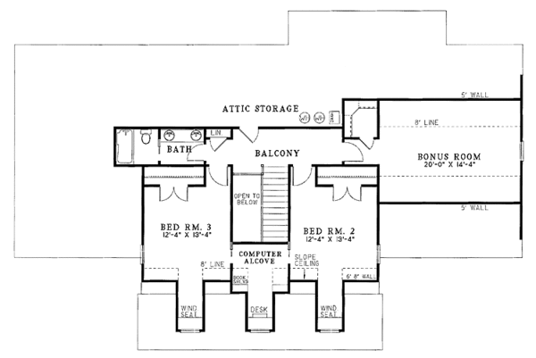 Architectural House Design - Country Floor Plan - Upper Floor Plan #17-2633