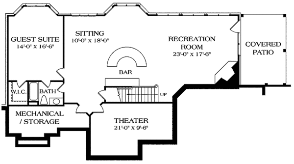 Architectural House Design - Craftsman Floor Plan - Lower Floor Plan #453-302