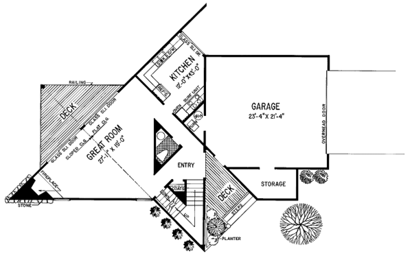 House Blueprint - Contemporary Floor Plan - Main Floor Plan #72-1060