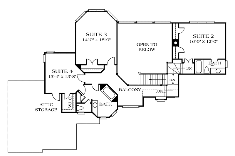 Dream House Plan - Floor Plan - Upper Floor for European House Plan #453-146 - 4 bed, 3.5 bath