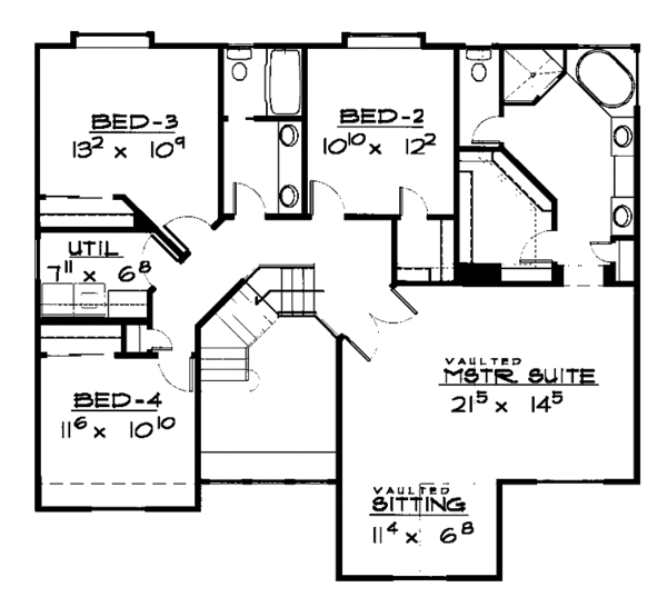 Architectural House Design - Country Floor Plan - Upper Floor Plan #308-247