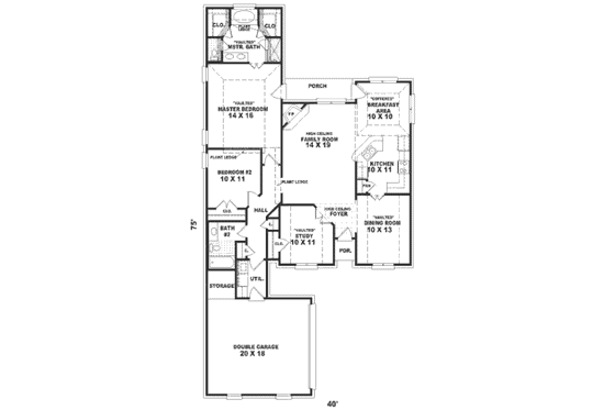 Floor Plan - Main Floor for Traditional House Plan #81-258 - 3 bed, 2 bath