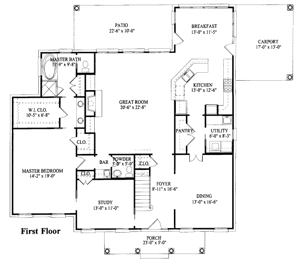 Southern Style House Plan - 4 Beds 2.5 Baths 3085 Sq/Ft Plan #325-106 ...