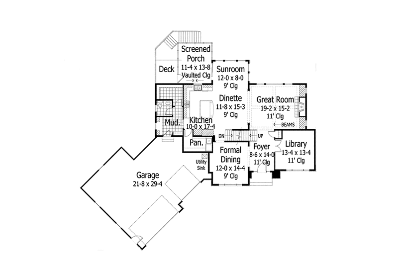 Architectural House Design - Floor Plan - Main Floor for Country House Plan #51-1118 - 4 bed, 3.5 bath