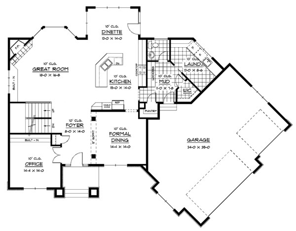 Home Plan - Prairie Floor Plan - Main Floor Plan #51-651