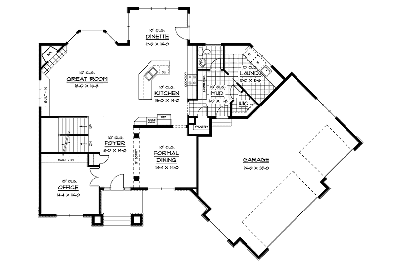 Home Plan - Floor Plan - Main Floor for Prairie House Plan #51-651 - 3 bed, 2.5 bath