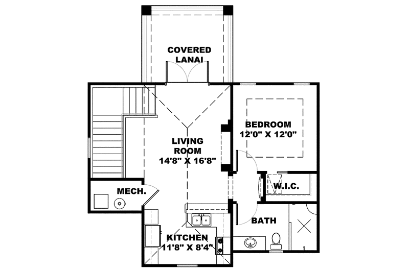 Home Plan - Floor Plan - Upper Floor for Mediterranean House Plan #1017-116 - 1 bed, 1 bath