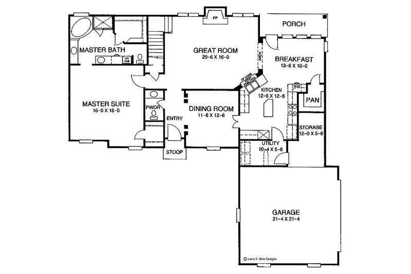 House Blueprint - Floor Plan - Main Floor for Colonial House Plan #952-65 - 4 bed, 2.5 bath