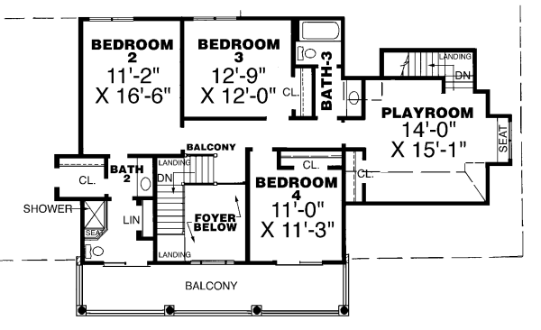 Traditional Floor Plan - Upper Floor Plan #34-120