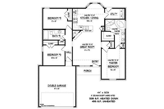 Floor Plan - Main Floor for Traditional House Plan #424-274 - 3 bed, 2 bath
