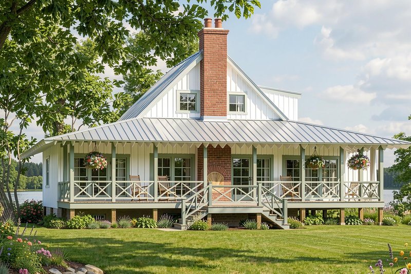 Architectural House Design - Exterior - Front Elevation 2 for Country House Plan #137-375 - 4 bed, 3 bath