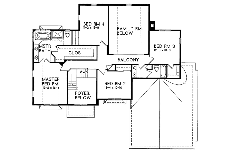 House Blueprint - Floor Plan - Upper Floor for Country House Plan #328-203 - 4 bed, 2.5 bath