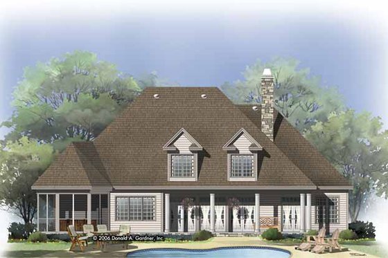 Exterior - Rear Elevation 1 for Traditional House Plan #929-811 - 4 bed, 3.5 bath