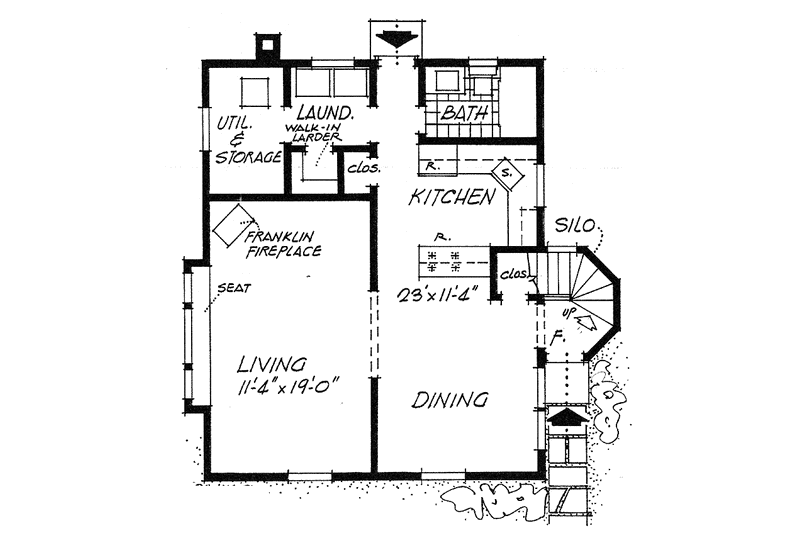 House Design - Floor Plan - Main Floor for Country House Plan #315-114 - 3 bed, 2 bath