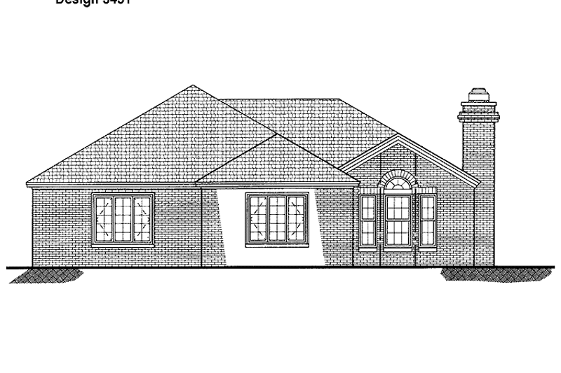 Dream House Plan - Exterior - Rear Elevation for Ranch House Plan #72-932 - 2 bed, 2 bath