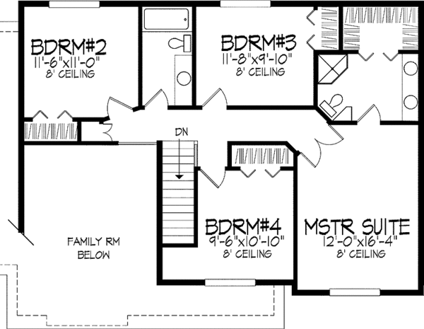 House Plan Design - Colonial Floor Plan - Upper Floor Plan #51-703