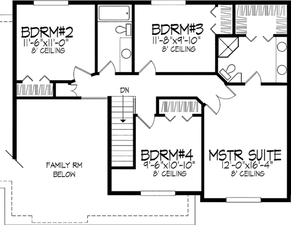 House Design - Colonial Floor Plan - Upper Floor Plan #51-703