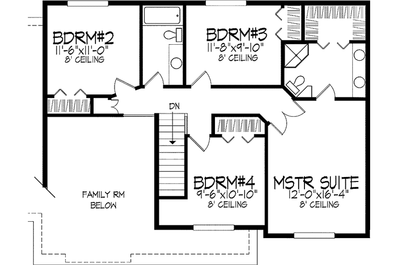 Dream House Plan - Floor Plan - Upper Floor for Colonial House Plan #51-703 - 4 bed, 2.5 bath