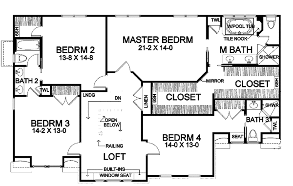 Dream House Plan - Traditional Floor Plan - Upper Floor Plan #328-448