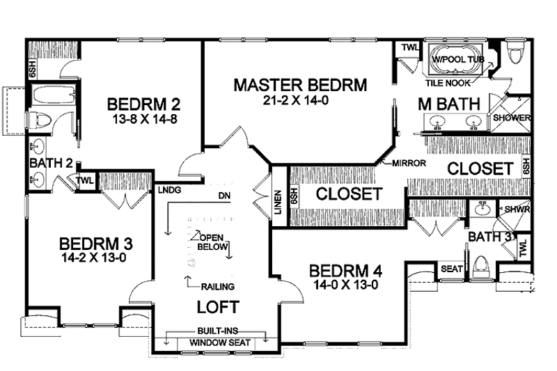 Home Plan - Floor Plan - Upper Floor for Traditional House Plan #328-448 - 4 bed, 3.5 bath