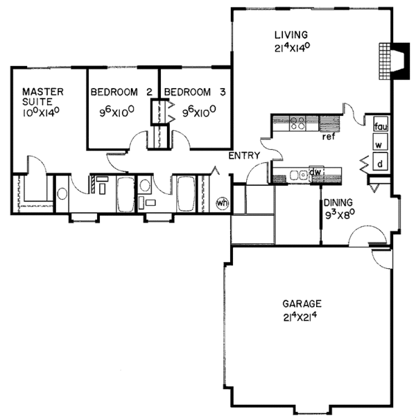 House Design - Ranch Floor Plan - Main Floor Plan #60-742