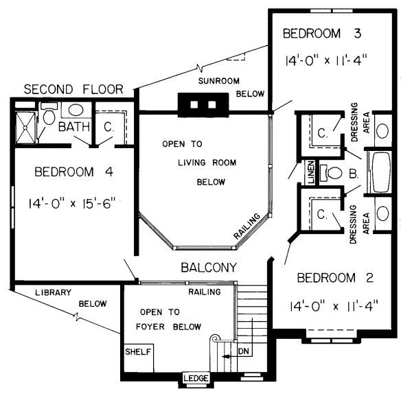 Traditional Floor Plan - Upper Floor Plan #312-170