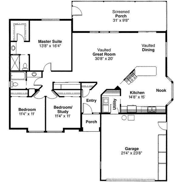 House Plan Design - Mediterranean Floor Plan - Main Floor Plan #124-232