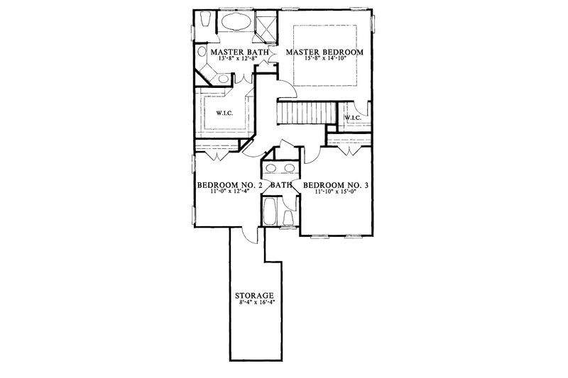 House Blueprint - Floor Plan - Upper Floor for Tudor House Plan #429-229 - 3 bed, 2.5 bath