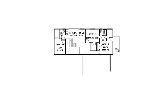 Floor Plan - Upper Floor for Contemporary House Plan #943-19 - 3 bed, 2 bath